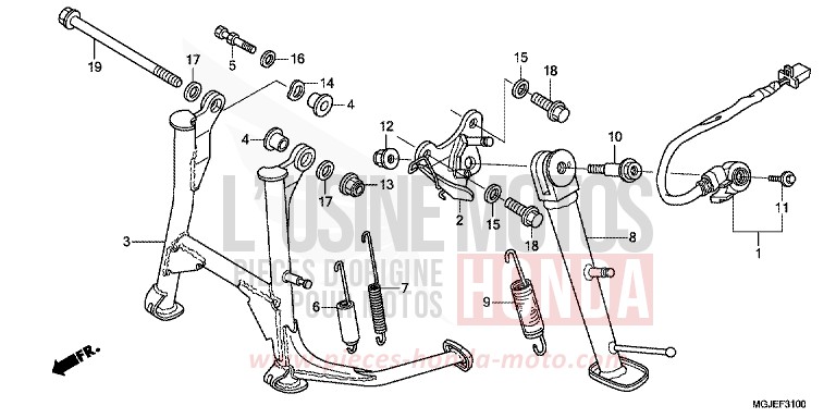 BEQUILLE de CBF1000F ABS SWORD SILVER METALLIC (NHA95) 2012